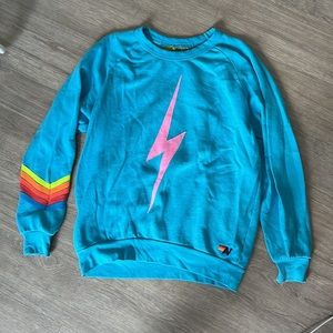 Aviator Nation Blue & Pink Bolt Crew size L